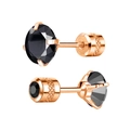 Boucles d'oreilles en or rose avec zircons noirs élégants et sertissage à quatre griffes - 2mm / Or Rose Noir (1 Pièce)