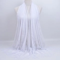 Effen witte kanten sjaal met holle bloempatronen en elegante franje kwastjes - 180cmx60cm / Wit