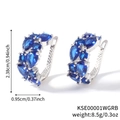 Hoop earrings with deep blue crystals and silver finish, 2.38cm height and 0.95cm width - Platinum Royal Blue Zircon