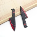 Cartoon acrylic Halloween knife charms with red blood splatter patterns for earrings - Acrylic Blood Stain Small Knife-16981