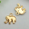 Detailed front and back view of golden elephant charms for DIY jewelry making - 1 Piece/Pack (9.5x9mm)