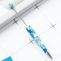 Creative plastic beaded pen with a blue camouflage pattern and metallic structure - Blue Camouflage Pattern (51)