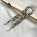 Elegant U-shaped acetate hair pin with vintage tortoiseshell texture and marble pattern - Gray Floral