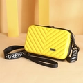 Mini yellow PC hard shell suitcase crossbody bag with Forever Young strap and V texture - V-Shape Yellow