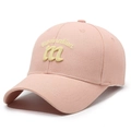 Berretto da baseball rosa in cotone con ricamo giallo e visiera curva - Regolabile / Rosa