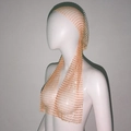 Detail of crystal rhinestones on elastic fishnet headband with sparkling finish - Beige Long