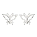 Detail view showing polished hollow butterfly earring studs made of silver stainless steel - Style 265 / Steel