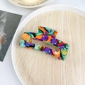 Colorful abstract hollow-out hair claw clip with vibrant orange and purple patterns - 10cm / Vibrant Abstract