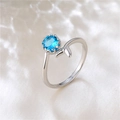 Silver mermaid tail couple ring featuring a blue gemstone and adjustable open band - Adjustable Open / Women's - Mermaid Tail