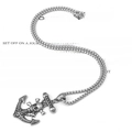 Ciondolo ancora con teschio in acciaio inossidabile argento su catena box stile punk - Pendente + Catena 3mmx50cm