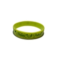 Detailed view of green silicone wristband with Happy St Patrick's text and clover icon - Happy Day Style