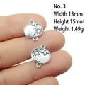Detailed size view of silver alloy pendant showing 13mm width and 15mm height - No.3/Oval Flower