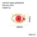 Pendentif œil maléfique plaqué or 18 carats avec cristal rouge et dimensions - Rouge
