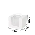 Λευκό κουτί τούρτας με παράθυρο 26x26x17cm, παχιά συσκευασία για γλυκά και επιδόρπια - 8 Ιντσών Λευκό Με Δίσκο