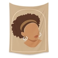 Detail of bohemian minimalist tapestry showing African woman portrait in earth tones - Zj521-18 / 73X95CM (Brushed Fabric)