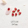 Bijou d'ongle ovale rouge 5x7mm avec base dorée pour décoration de manucure - Base Or Pierre Rouge (LF7116) / 5X7mm