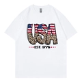 T-shirt blanc unisexe avec imprimé léopard USA et design graphique EST. 1776 - Blanc 02