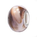 Brown and cream marble resin bead with silver metal core for DIY bracelet making - Coffee and White Marble Pattern Style (015)