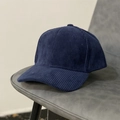 Detailed view of the navy blue corduroy fabric texture on a classic baseball cap - M (56-58cm) / Navy Blue