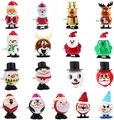 17-piece wind-up Christmas toy set with Santa and reindeer on white background - Christmas Wind Up 17pcs Set A