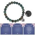Amazonite bead bracelet with heart projection stone showing 100 languages of I Love You - African Turquoise