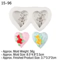 Dual heart silicone mold with rose textures and LOVE letters for DIY soap making - Double Heart LOVE Rose / Gray