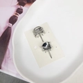 Silver alloy ponytail clip set with minimalist multi-layer metal design on white card - 20# Silver 2-Piece Set