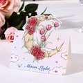 Biglietto d'auguri floreale con luna e bouquet di rose e testo Moon Light - Chiaro di Luna Romantico (Luna/Rosa)