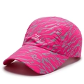 Quick-dry rose red baseball cap with grey camo pattern and breathable mesh vents - Adjustable / Rose Red