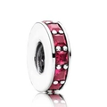 Silver bead charm with sparkling red square-cut stones for DIY jewelry bracelets - Red/Silver