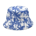 Cappello alla pescatora bianco con palme blu per viaggi estivi e protezione esterna - M (56-58cm) / Blu