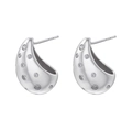 Detailed view of silver teardrop earrings with sparkling zircons and a polished finish - VE1183 Silver Water Drop Full Zircon