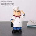 European chef figurine ornament holding pan and spoon for kitchen decor, 19cm height - Spoon Chef
