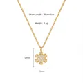 Golden snowflake pendant necklace with white enamel details and adjustable chain link - White Snowflake