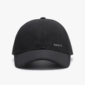 Black breathable quick-dry baseball cap with sport lettering and laser-cut holes - Black