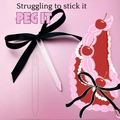 Transparent plastic peg tool with black ribbon for ballet style DIY cake decoration - Ribbon Bow Acrylic Fixed Pin (Set of 5)