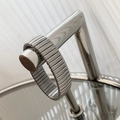 Polished silver stainless steel elastic watch-band style bracelet in sleek metallic finish - Silver