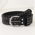 Cintura punk Y2K nera con doppia fila di borchie in argento e fibbia ad anello a D - 3,8 cm di Larghezza / 103 cm di Lunghezza / Nero