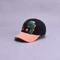Kinder-Baseballkappe in Schwarz und Rosa mit niedlicher Dinosaurier-Stickerei - Kinder 2-5 Jahre / Schwarz/Rosa