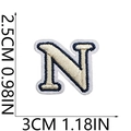 Detailed view of Letter N embroidery patch showing specific dimensions 2.5cm by 3cm - N (Beige)