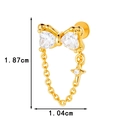 Golden bow earring with heart zircons and star chain pendant, size 1.87cm by 1.04cm - Bowknot Pendant Style (0190-8#) / Gold