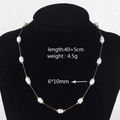 Detail of gold titanium steel necklace with irregular pearls and size specifications - Irregular Baroque Necklace (6x10mm)