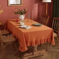 Pompoen oranje katoenen tafelkleed met ruches voor feestelijke Halloween tafeldecor - 90*90cm / Pompoen Lotus