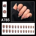 Unghie finte rosa traslucido A785 con decorazione french a macchie di mucca - Stile Francese Mucca Nero Bianco Rosa Nude (A785)