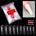 Detailed size guide for 500pcs clear coffin false nail tips in 10 varied widths - Clear Coffin Shape (gj0433-23)