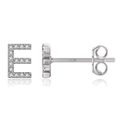 Sparkling S925 sterling silver letter E stud earring with pavé cubic zirconia - Silver E