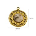 16mm gold stainless steel round pendant with marble stone inlay for jewelry making - Feldspar