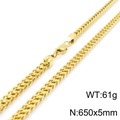 Golden titanium steel dragon bone chain necklace with lobster clasp, 650x5mm size - Gold 650x5mm (KN115438-K)