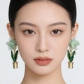 2603028b Green Flower Pot Earrings