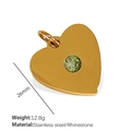18K gold plated heart pendant in stainless steel with green gemstone and rhinestones - Gold Heart Pendant with Green Gem